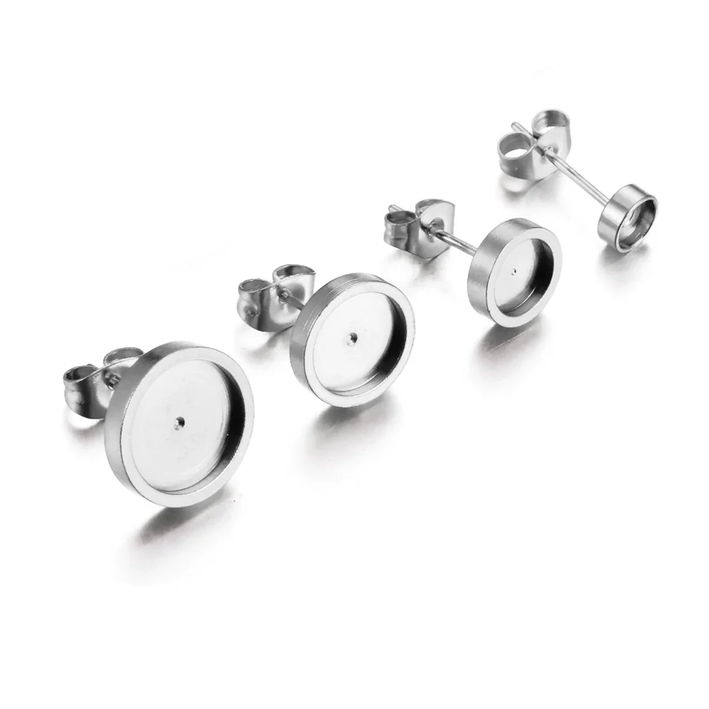 Wholesale Jewelry Stainless Steel Round Disc Earrings Material With Welding Pin And Electroplating - Image 6