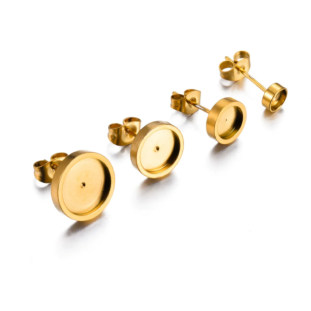 Wholesale Jewelry Stainless Steel Round Disc Earrings Material With Welding Pin And Electroplating - Image 7