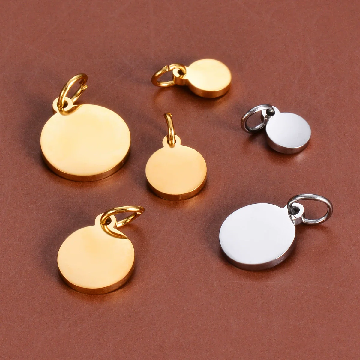Wholesale Jewelry Stainless Steel Round Pendant Ring Mirror Polished Electroplated Diy Accessories - Image 4