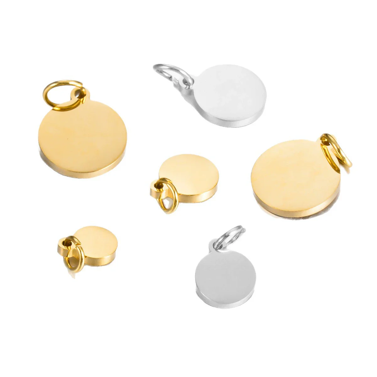 Wholesale Jewelry Stainless Steel Round Pendant Ring Mirror Polished Electroplated Diy Accessories - Image 5