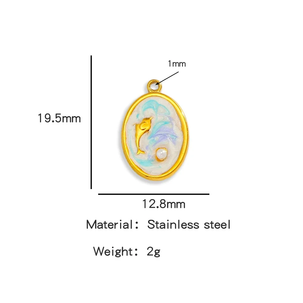 Wholesale Jewelry Stainless Steel Turtle Pendant With Dripping Oil Design For Female - Image 24