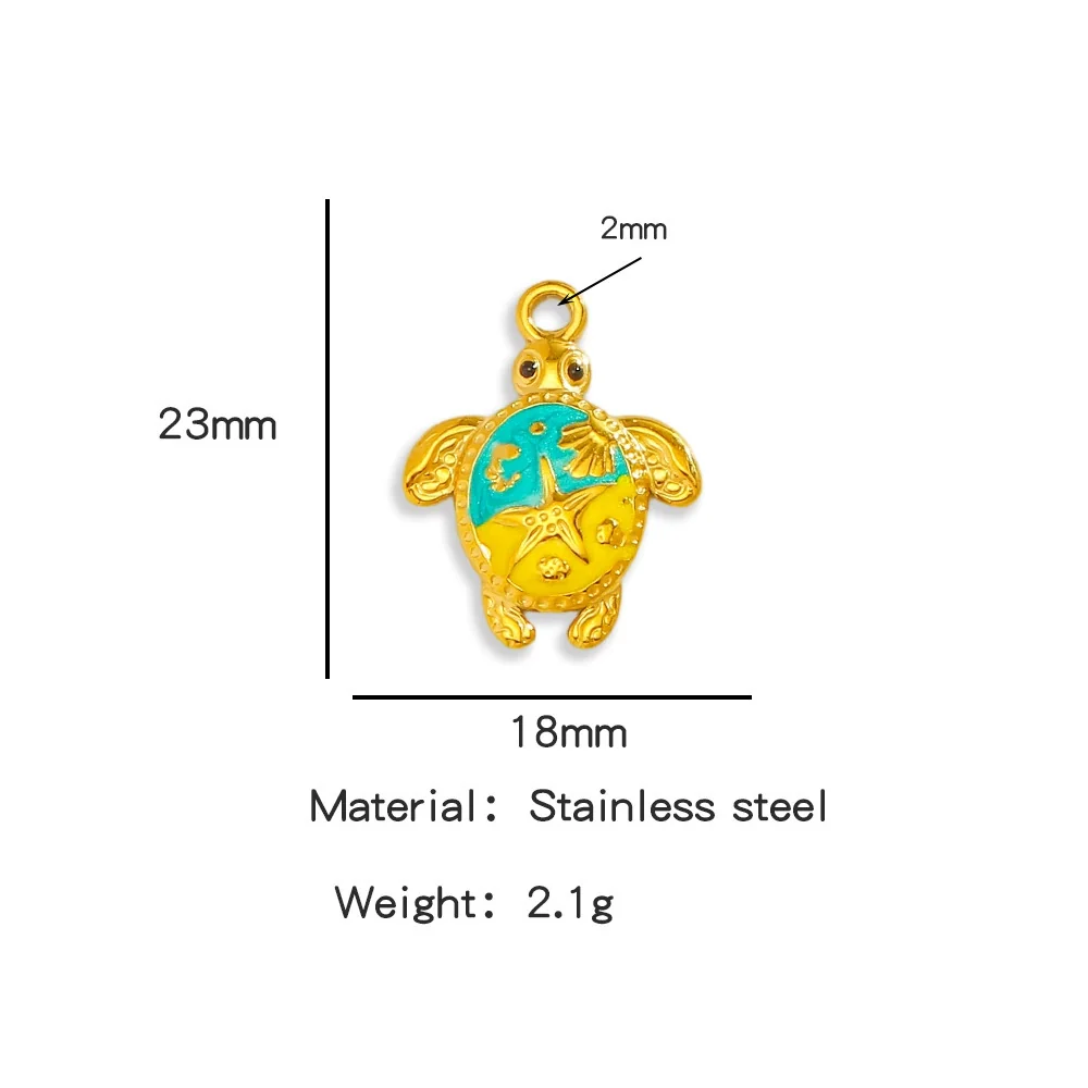 Wholesale Jewelry Stainless Steel Turtle Pendant With Dripping Oil Design For Female - Image 30