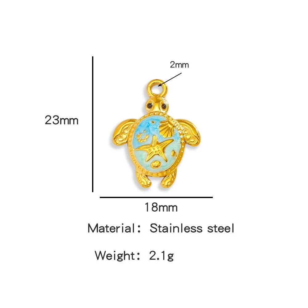 Wholesale Jewelry Stainless Steel Turtle Pendant With Dripping Oil Design For Female - Image 31