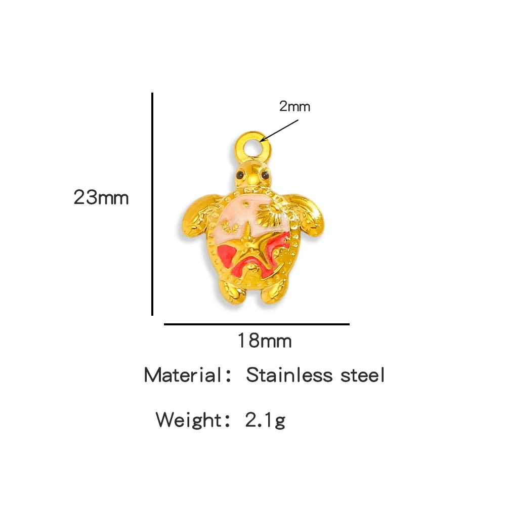 Wholesale Jewelry Stainless Steel Turtle Pendant With Dripping Oil Design For Female - Image 33
