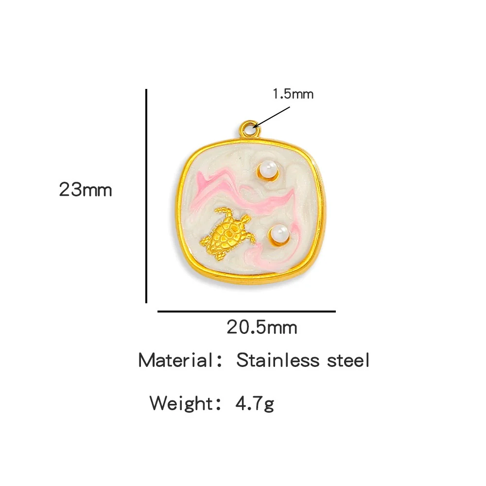 Wholesale Jewelry Stainless Steel Turtle Pendant With Dripping Oil Design For Female - Image 6