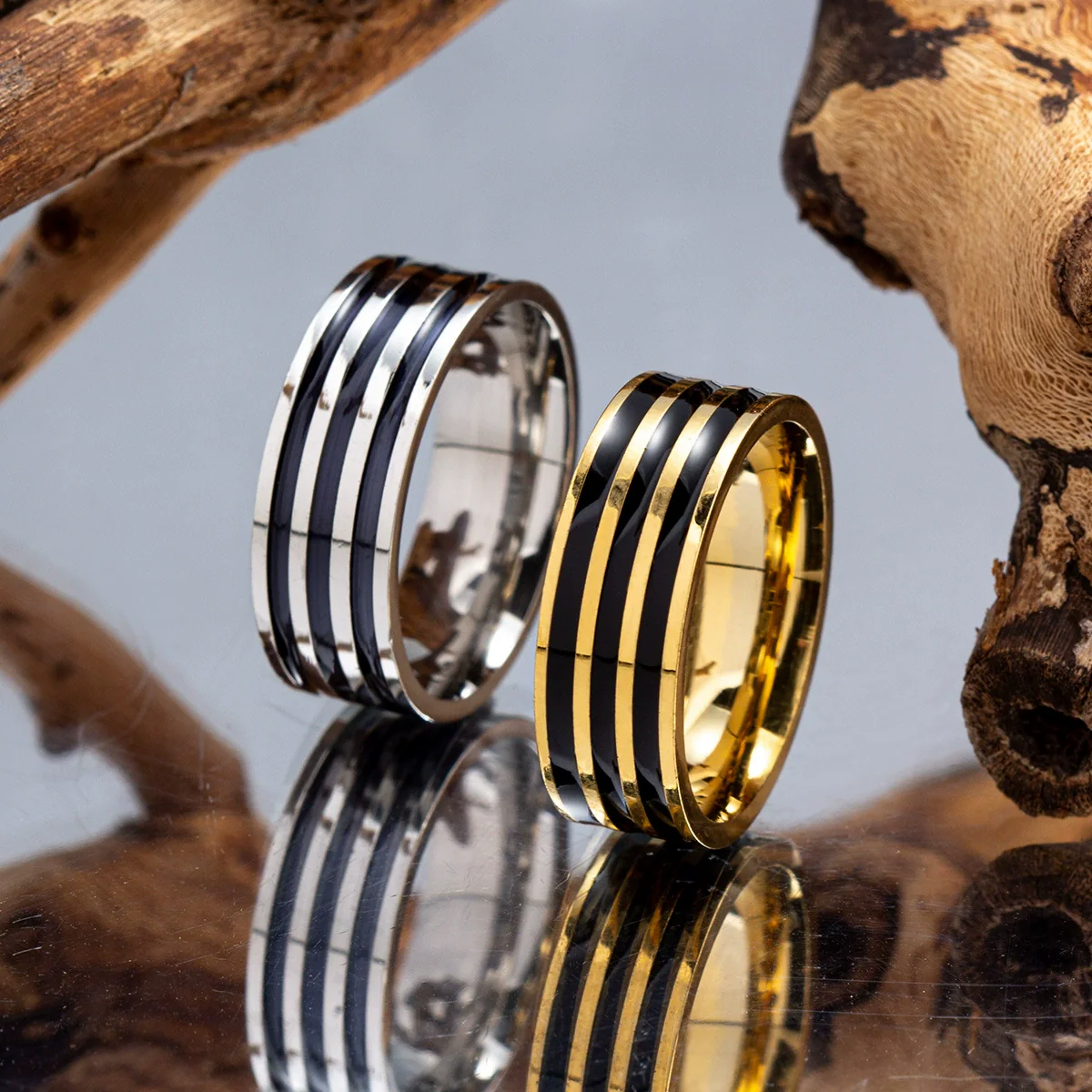 Wholesale Jewelry Stainless Steel Unisex Oil Dripping Geometric Ring