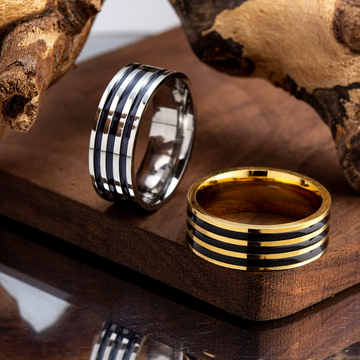 Wholesale Jewelry Stainless Steel Unisex Oil Dripping Geometric Ring - Image 2
