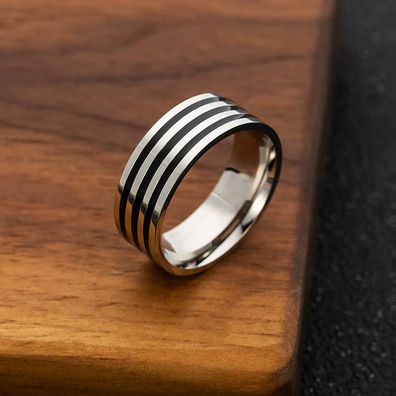 Wholesale Jewelry Stainless Steel Unisex Oil Dripping Geometric Ring - Image 3