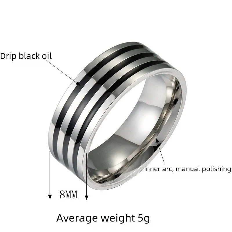 Wholesale Jewelry Stainless Steel Unisex Oil Dripping Geometric Ring - Image 4
