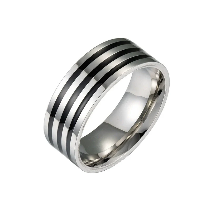 Wholesale Jewelry Stainless Steel Unisex Oil Dripping Geometric Ring - Image 6