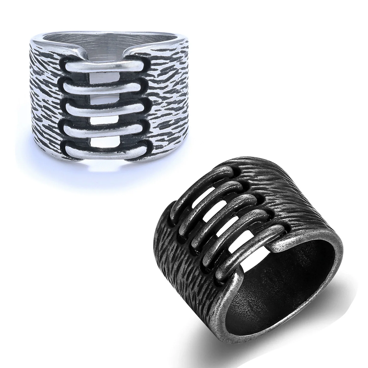 Wholesale Jewelry Stainless Steel Unisex Punk Vintagestyle Ring Old Processing