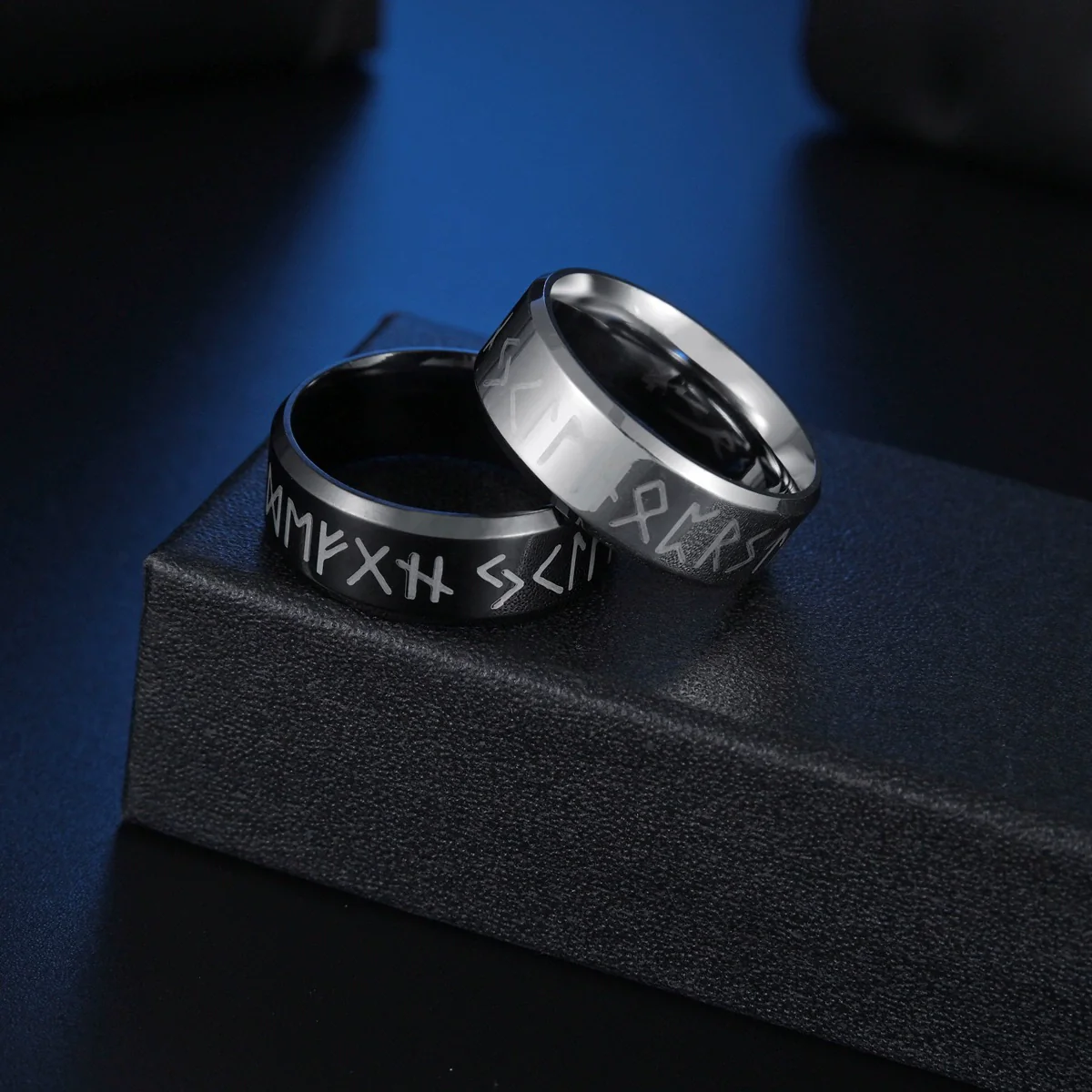 Wholesale Jewelry Stainless Steel Unisex Viking Letter Ring With Electroplating - Image 2