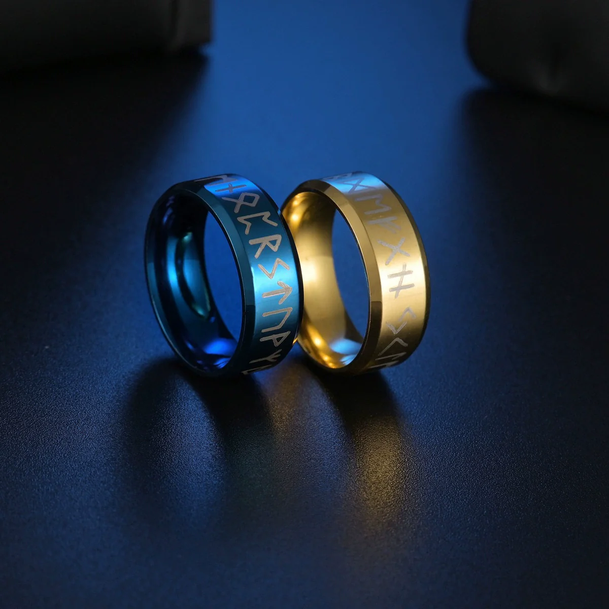 Wholesale Jewelry Stainless Steel Unisex Viking Letter Ring With Electroplating - Image 3