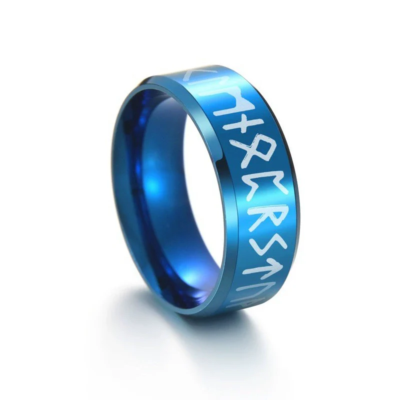 Wholesale Jewelry Stainless Steel Unisex Viking Letter Ring With Electroplating - Image 5
