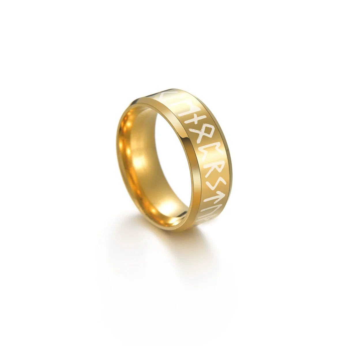 Wholesale Jewelry Stainless Steel Unisex Viking Letter Ring With Electroplating - Image 7