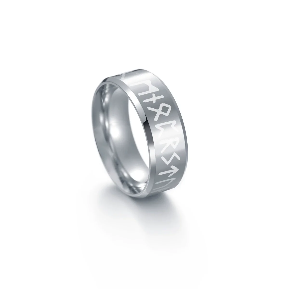 Wholesale Jewelry Stainless Steel Unisex Viking Letter Ring With Electroplating - Image 8