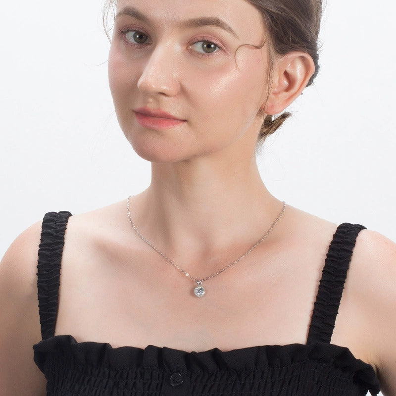 Wholesale Jewelry Sterling Silver 925 Necklace With Zircon Round Pendant Electroplating Original Design Geometric For Women - Image 2