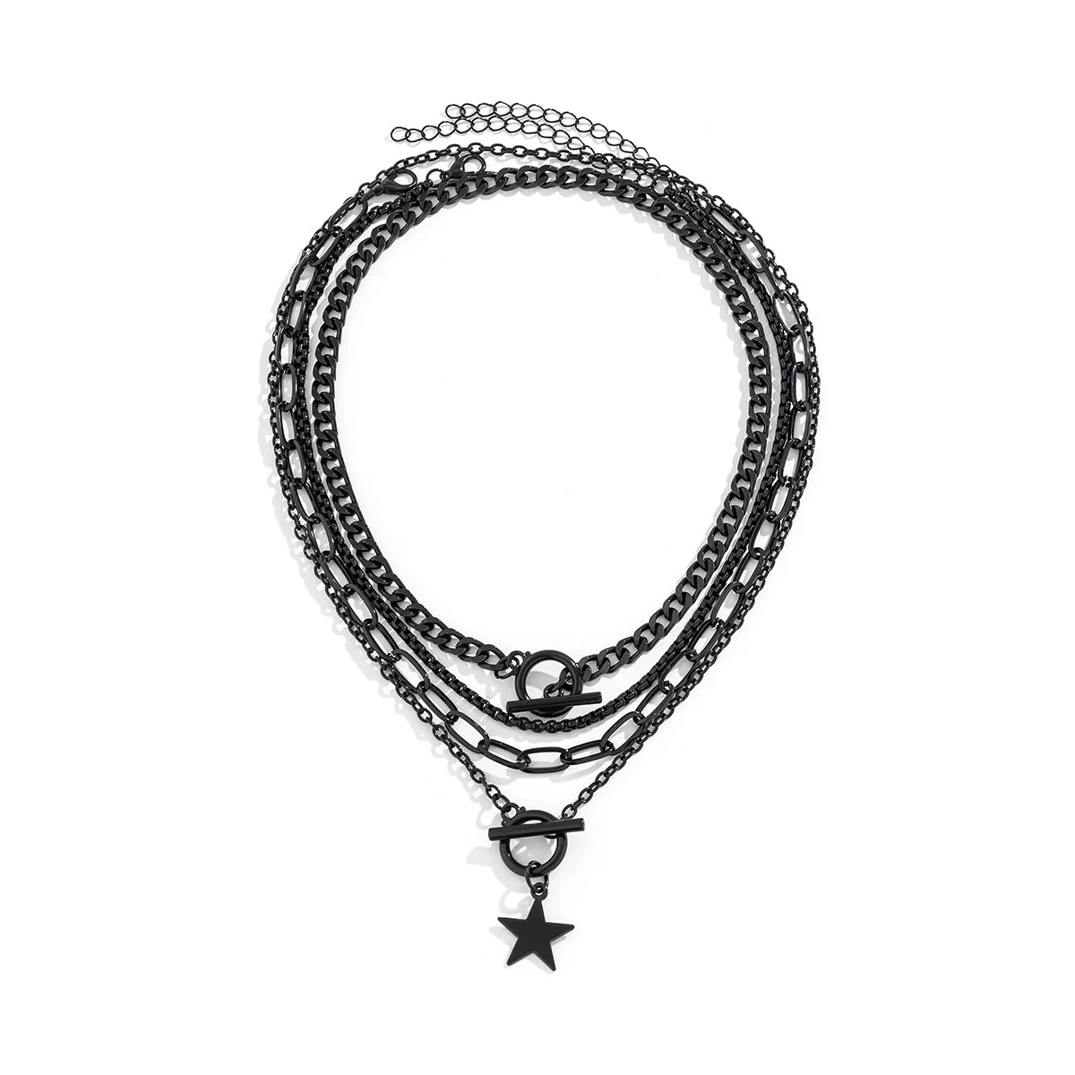 Wholesale Jewelry Sweet Cool Style Zinc Alloy Heart Geometric Star Electroplated Cross Chain Pendant Necklace For Women - Image 5