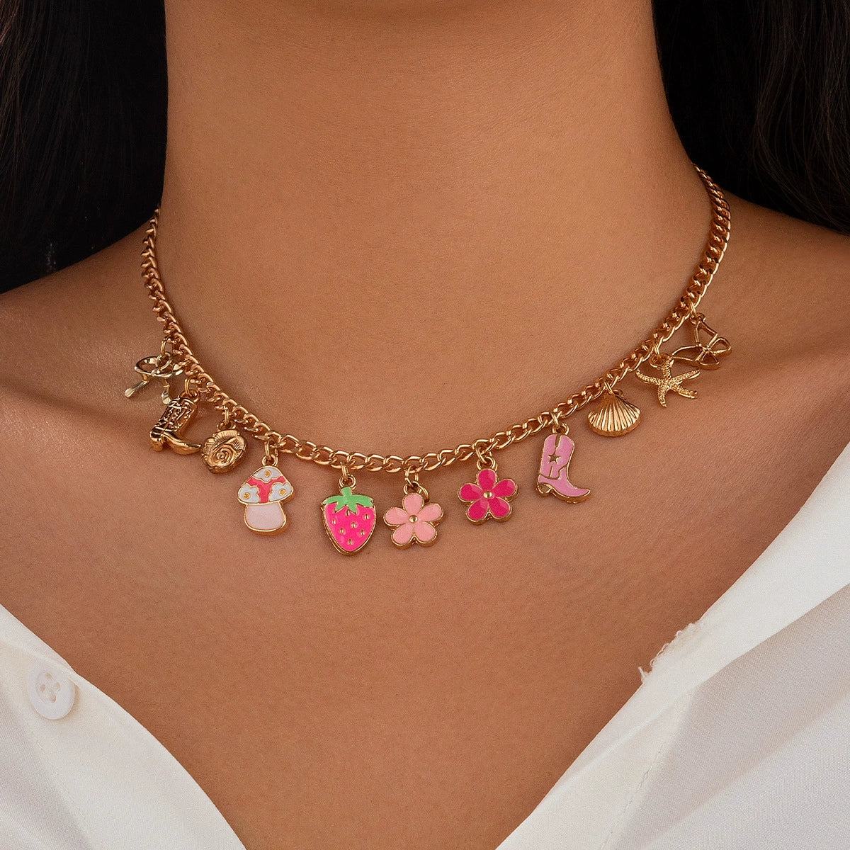 Wholesale Jewelry Sweet Geometric Alloy Clavicle Chain With Strawberry Pattern For Women - Image 8