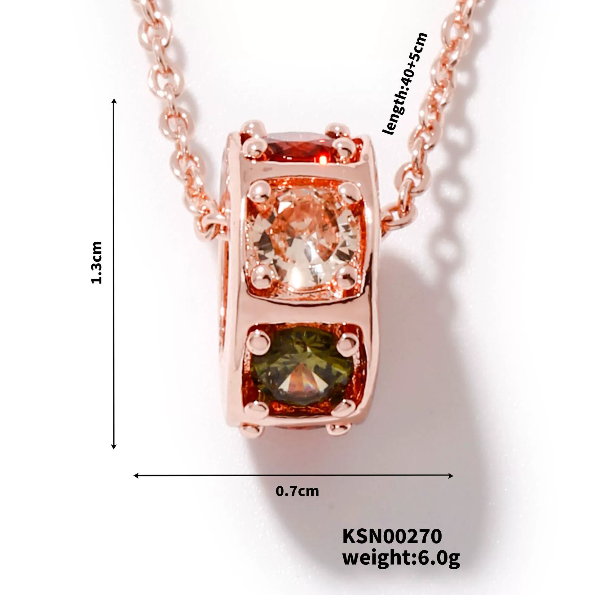 Wholesale Jewelry Sweet Geometric Copper Zircon Electroplated Ochain Pendant Necklace - Image 10