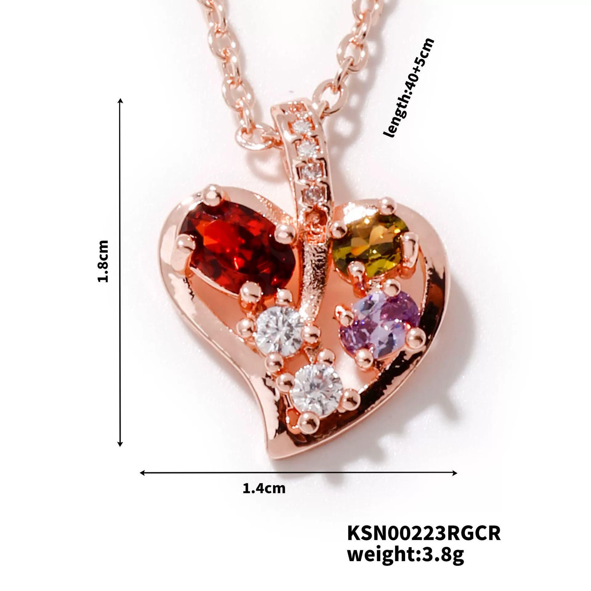 Wholesale Jewelry Sweet Geometric Copper Zircon Electroplated Ochain Pendant Necklace - Image 7