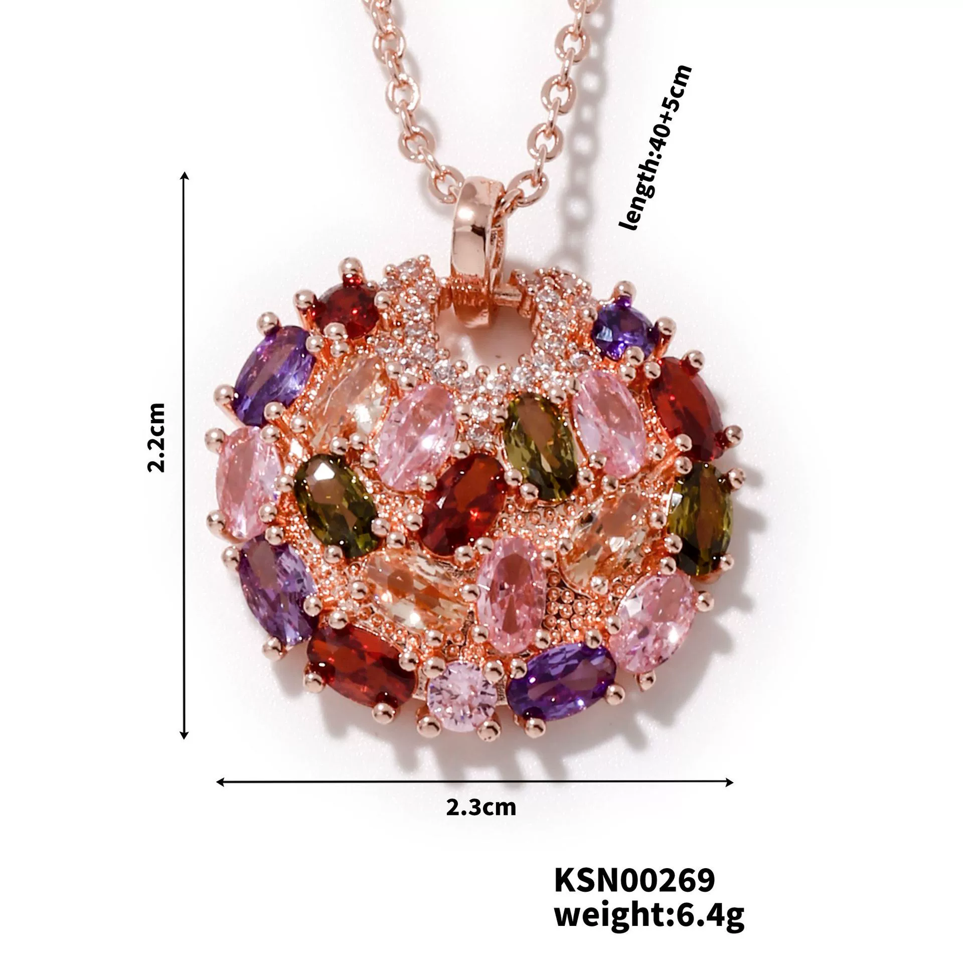Wholesale Jewelry Sweet Geometric Copper Zircon Electroplated Ochain Pendant Necklace - Image 9