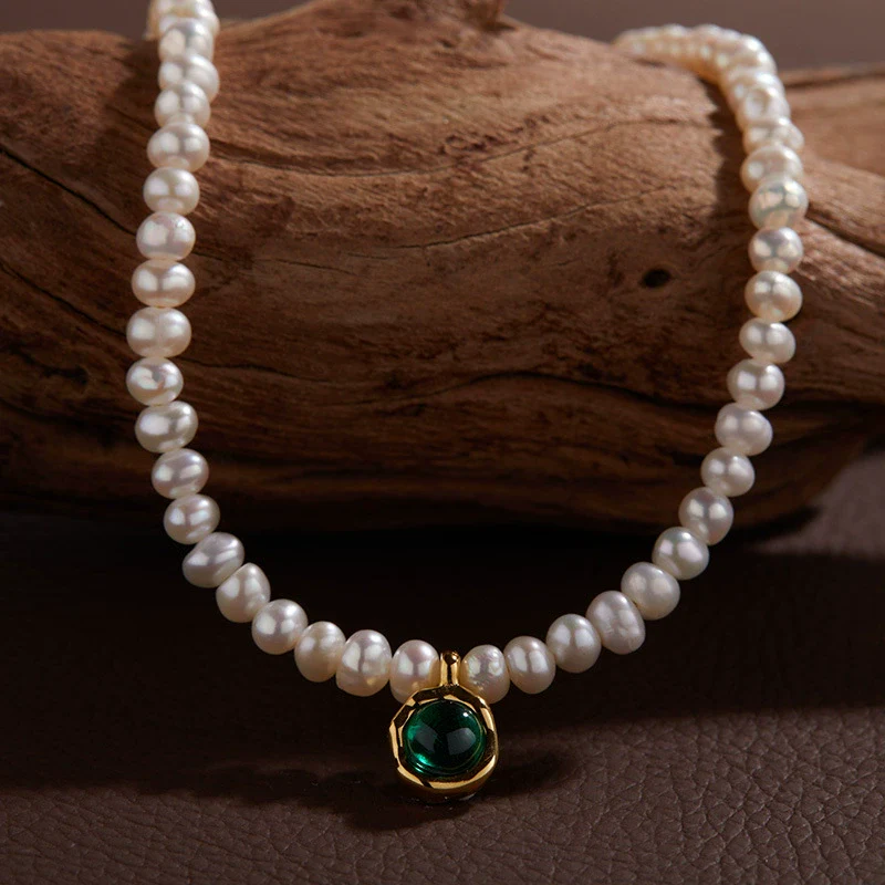 Wholesale Jewelry Sweet Style Geometric Sterling Silver 925 Zircon And Natural Freshwater Pearl Pendant Necklace For Women - Image 10