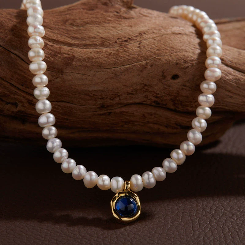 Wholesale Jewelry Sweet Style Geometric Sterling Silver 925 Zircon And Natural Freshwater Pearl Pendant Necklace For Women - Image 14