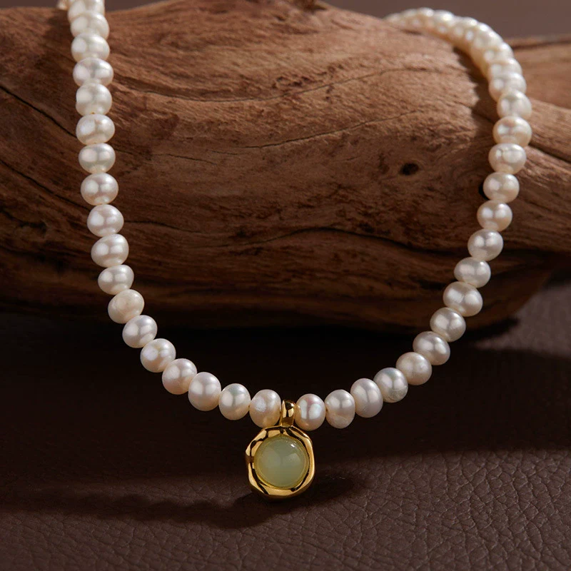 Wholesale Jewelry Sweet Style Geometric Sterling Silver 925 Zircon And Natural Freshwater Pearl Pendant Necklace For Women - Image 8