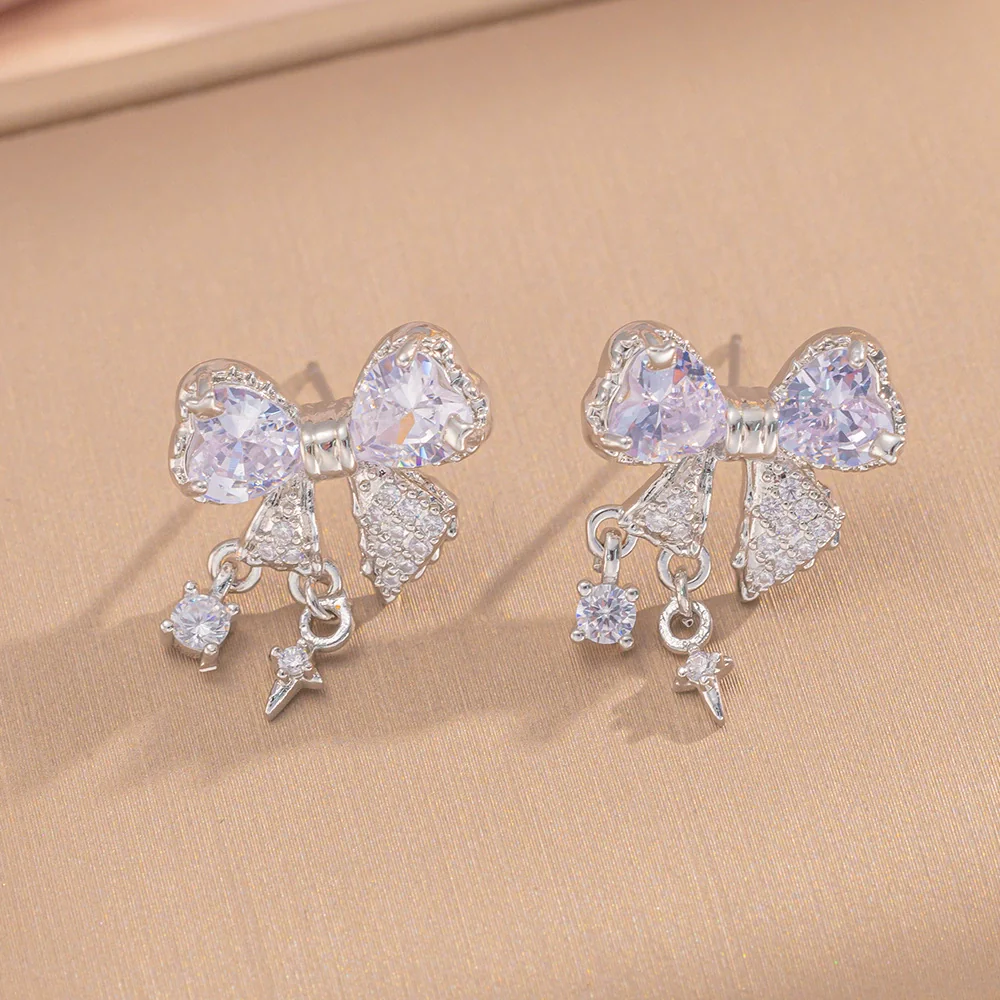 Wholesale Jewelry Titanium Steel Bow Zircon Clavicle Chain Necklace - Image 11
