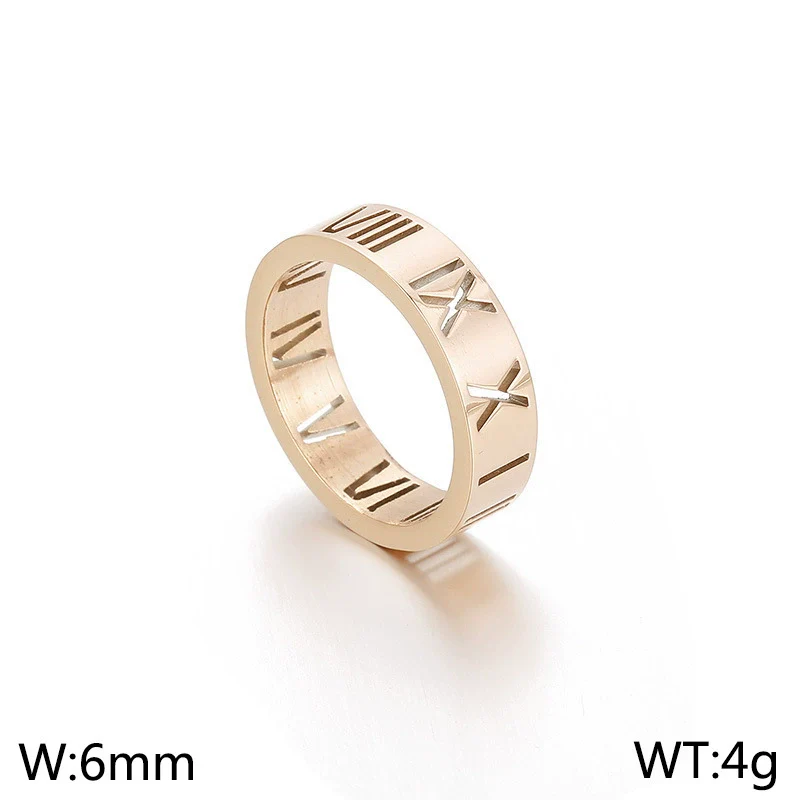 Wholesale Jewelry Titanium Steel Cut Out Roman Numeral Women's Ring Electroplated - Image 8