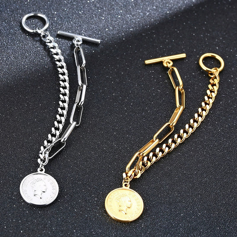 Wholesale Jewelry Titanium Steel Geometric 18K Gold Plated Electroplating Female Ins Style Bracelet - Image 2
