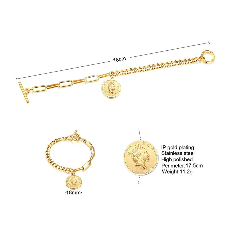 Wholesale Jewelry Titanium Steel Geometric 18K Gold Plated Electroplating Female Ins Style Bracelet - Image 5