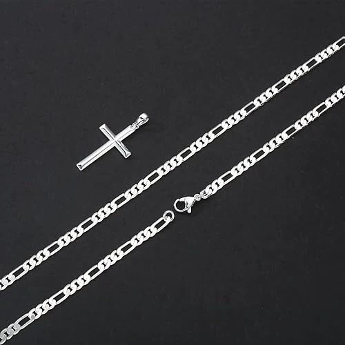 Wholesale Jewelry Titanium Steel Geometric Cross Electroplated Cuban Chain Pendant Necklace Unisex - Image 2