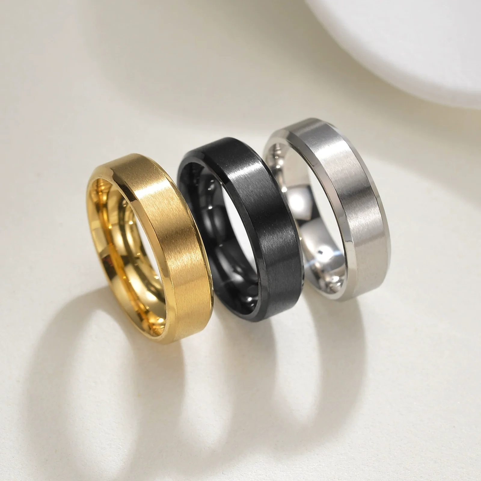 Wholesale Jewelry Titanium Steel Geometric Distressed Unisex Ring