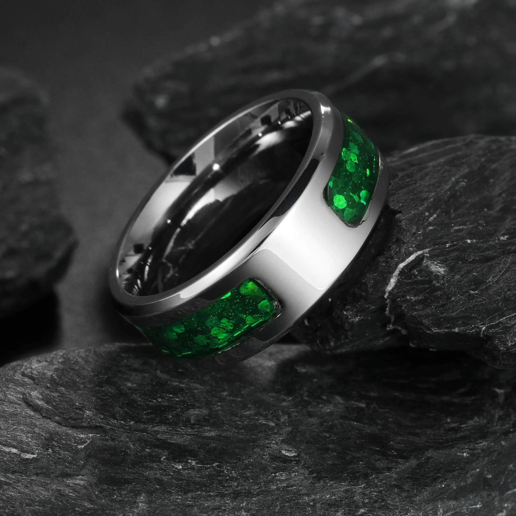 Wholesale Jewelry Titanium Steel Geometric Half Ring Dripping Oil Inlaid - Image 3