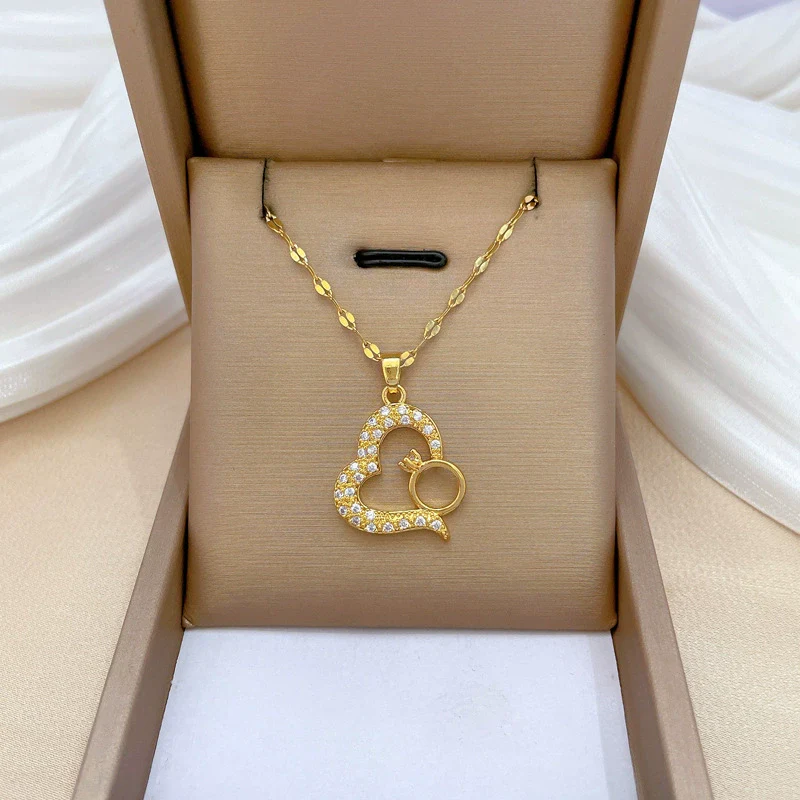 Wholesale Jewelry Titanium Steel Geometric Pendant Necklace For Women