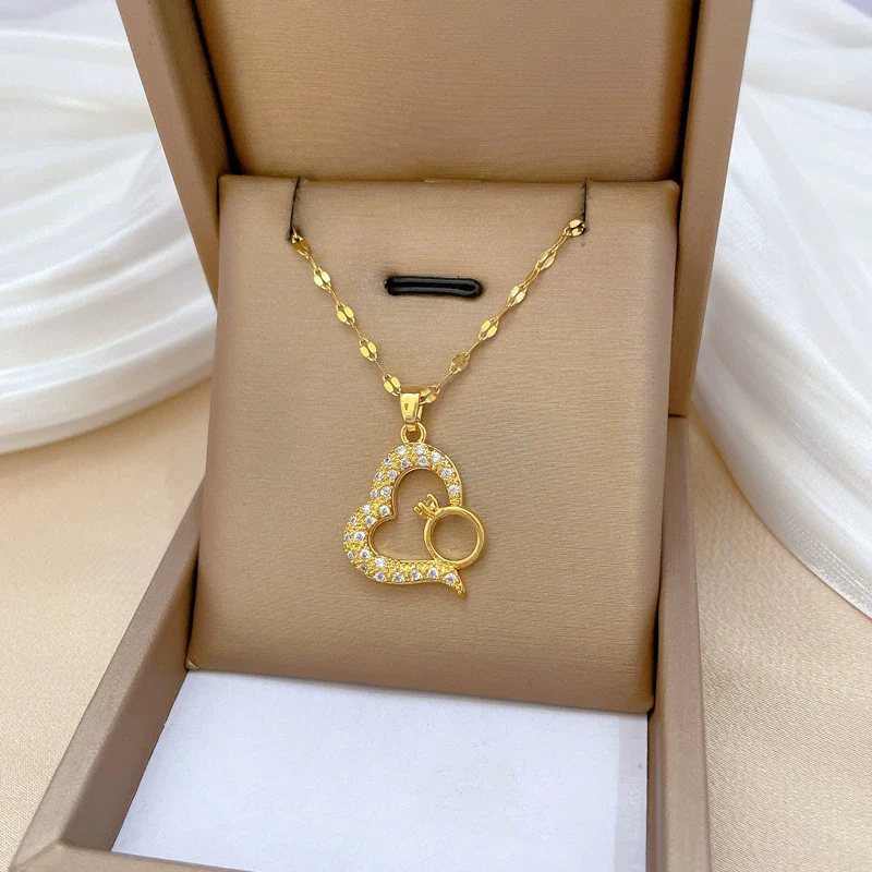 Wholesale Jewelry Titanium Steel Geometric Pendant Necklace For Women - Image 3