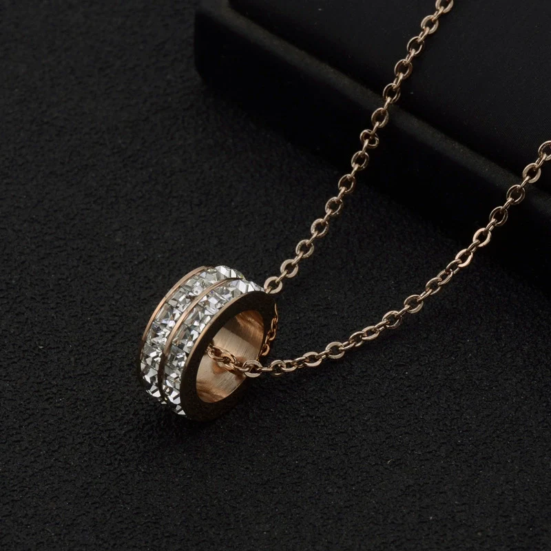 Wholesale Jewelry Titanium Steel Gold Color Pendant Necklace With Flower Pattern For Women Polished Box Chain - Image 11