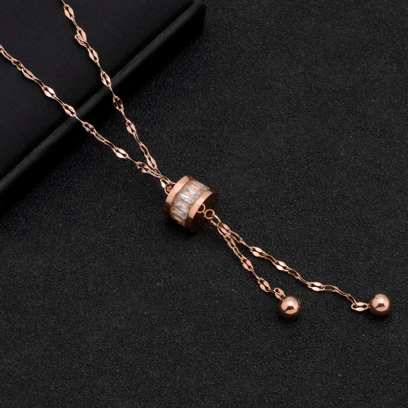 Wholesale Jewelry Titanium Steel Gold Color Pendant Necklace With Flower Pattern For Women Polished Box Chain - Image 15