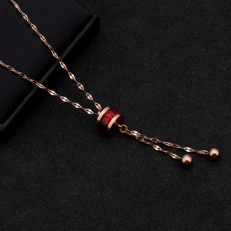 Wholesale Jewelry Titanium Steel Gold Color Pendant Necklace With Flower Pattern For Women Polished Box Chain - Image 16