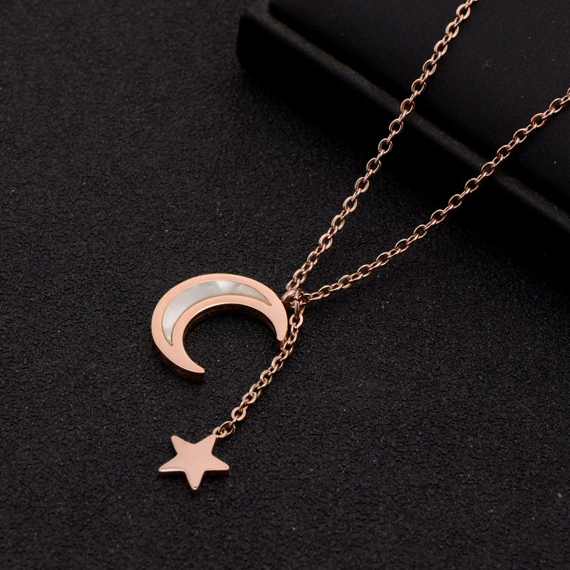 Wholesale Jewelry Titanium Steel Gold Color Pendant Necklace With Flower Pattern For Women Polished Box Chain - Image 19
