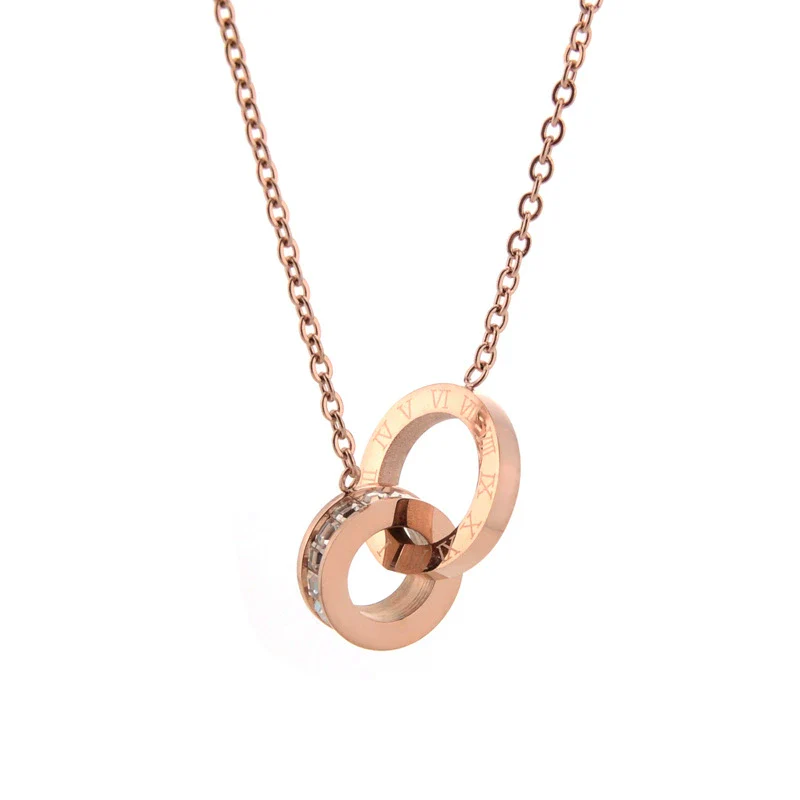 Wholesale Jewelry Titanium Steel Gold Color Pendant Necklace With Flower Pattern For Women Polished Box Chain - Image 7