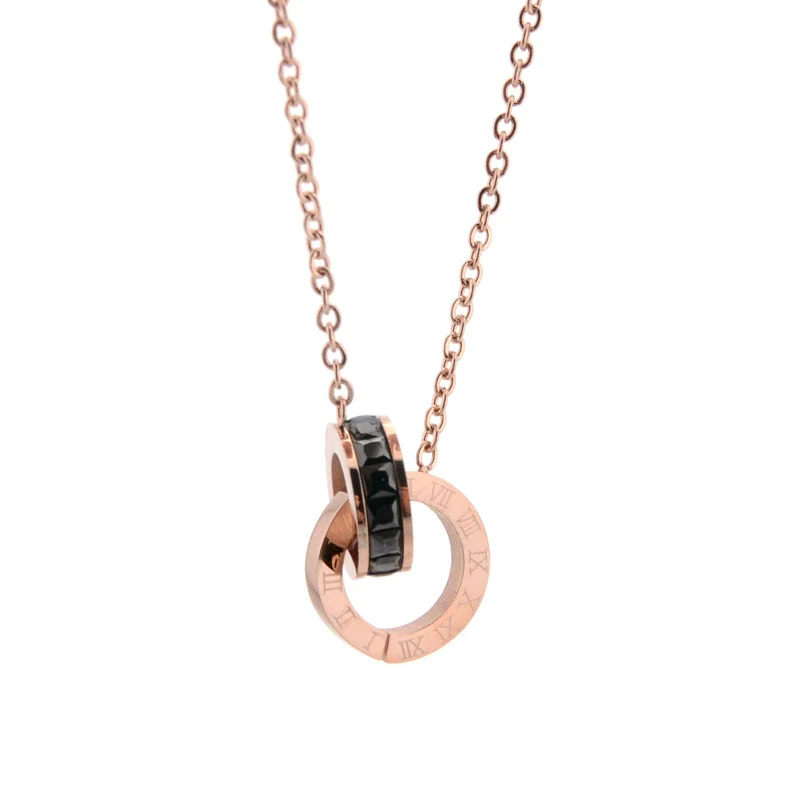 Wholesale Jewelry Titanium Steel Gold Color Pendant Necklace With Flower Pattern For Women Polished Box Chain - Image 9