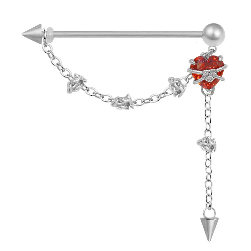 Wholesale Jewelry Titanium Steel Love Double Ear Hole Piercing With Heart Bow Star Shapes Electroplated - Image 10