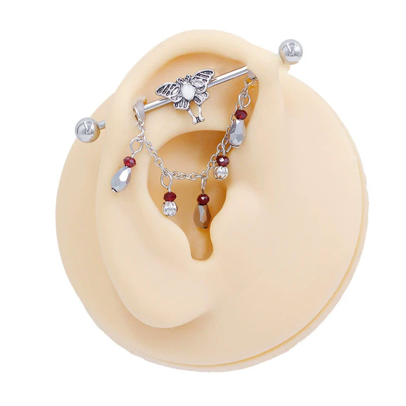 Wholesale Jewelry Titanium Steel Love Double Ear Hole Piercing With Heart Bow Star Shapes Electroplated - Image 2
