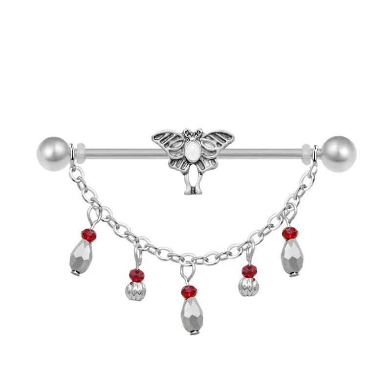 Wholesale Jewelry Titanium Steel Love Double Ear Hole Piercing With Heart Bow Star Shapes Electroplated - Image 7