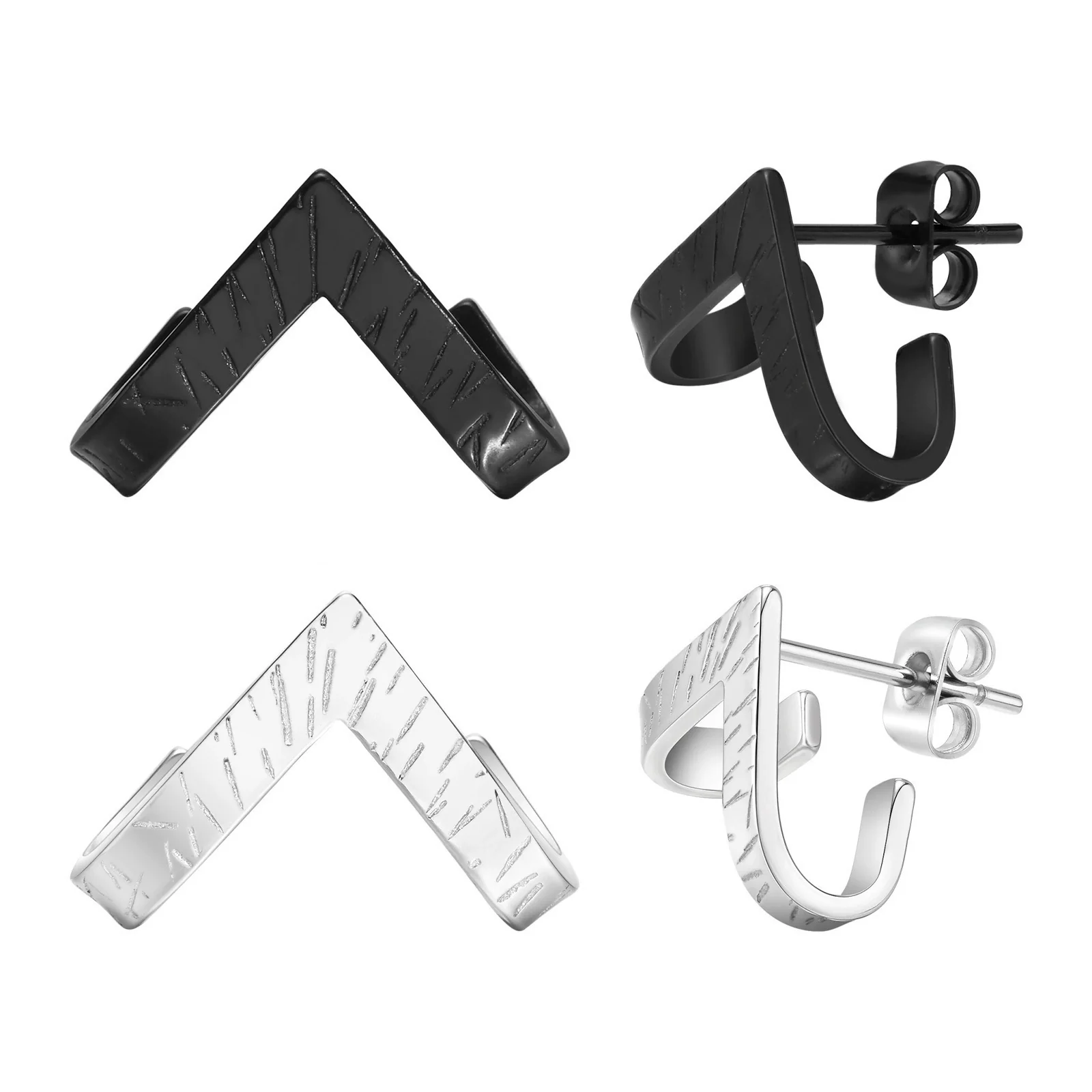 Wholesale Jewelry Titanium Steel Men's Geometric Vshaped Ear Studs Electroplated - Image 5