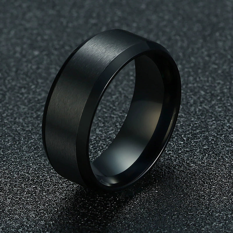 Wholesale Jewelry Titanium Steel Men's Ring With Geometric Design And Electroplating Treatment - Image 2