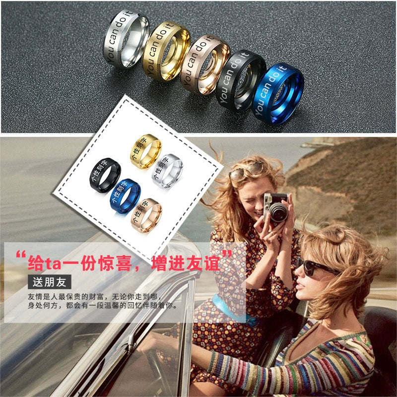 Wholesale Jewelry Titanium Steel Men's Ring With Geometric Design And Electroplating Treatment - Image 3
